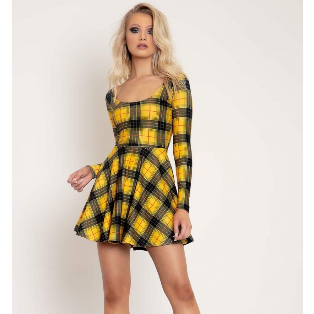 BM TARTAN GRUNGE TOASTIE LS SKATER DRESS